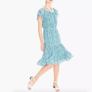 J Crew Tiered floral midi flutter dress